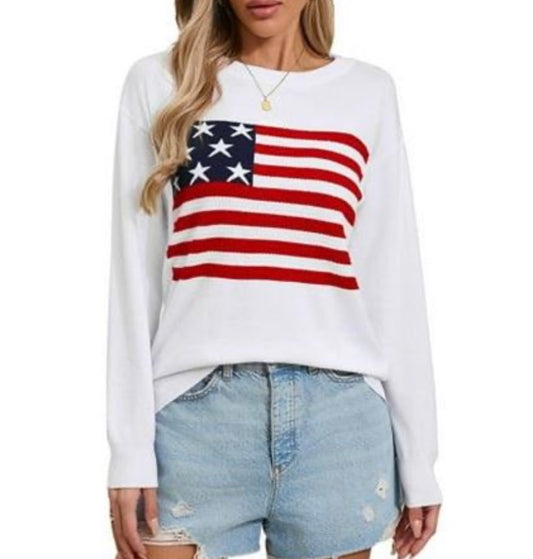American Flag Crew Neck Sweater