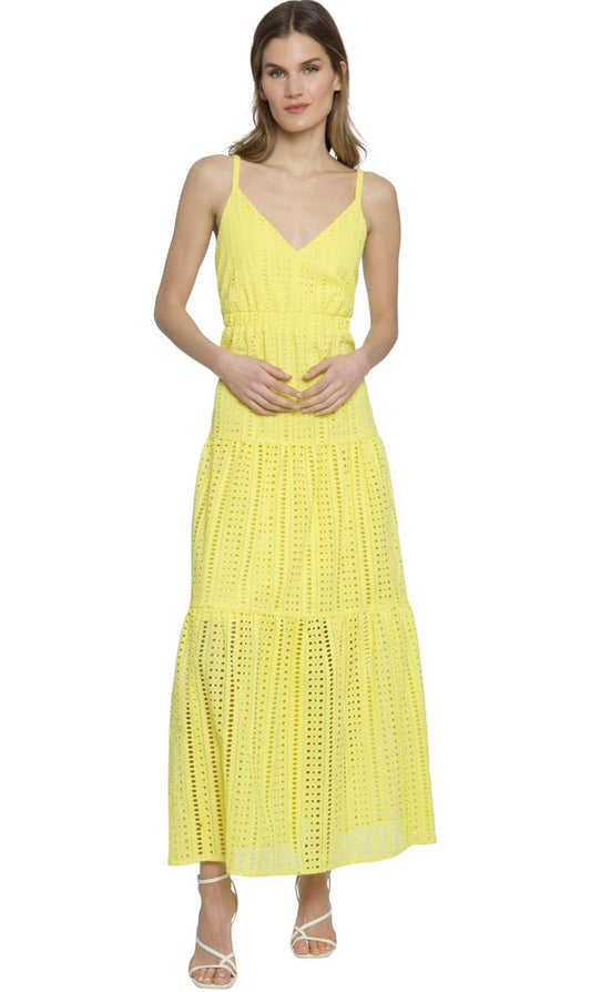 Donna Morgan Women's Tiered Midi Dress W/Halter Bodice