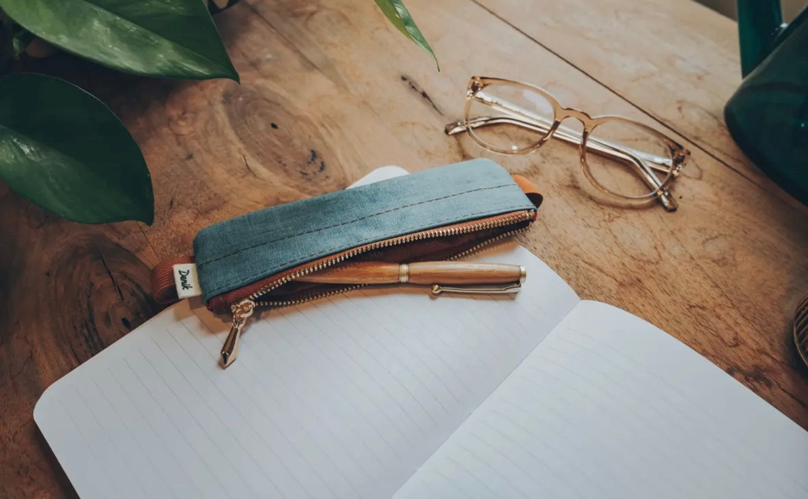 Denim Distressed Blue Notebook
Pouch with Pu Back