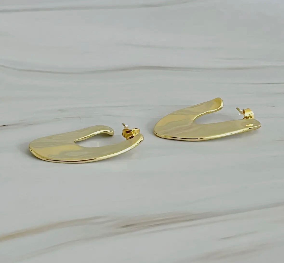 Polished Golden Art Hoop Earrings