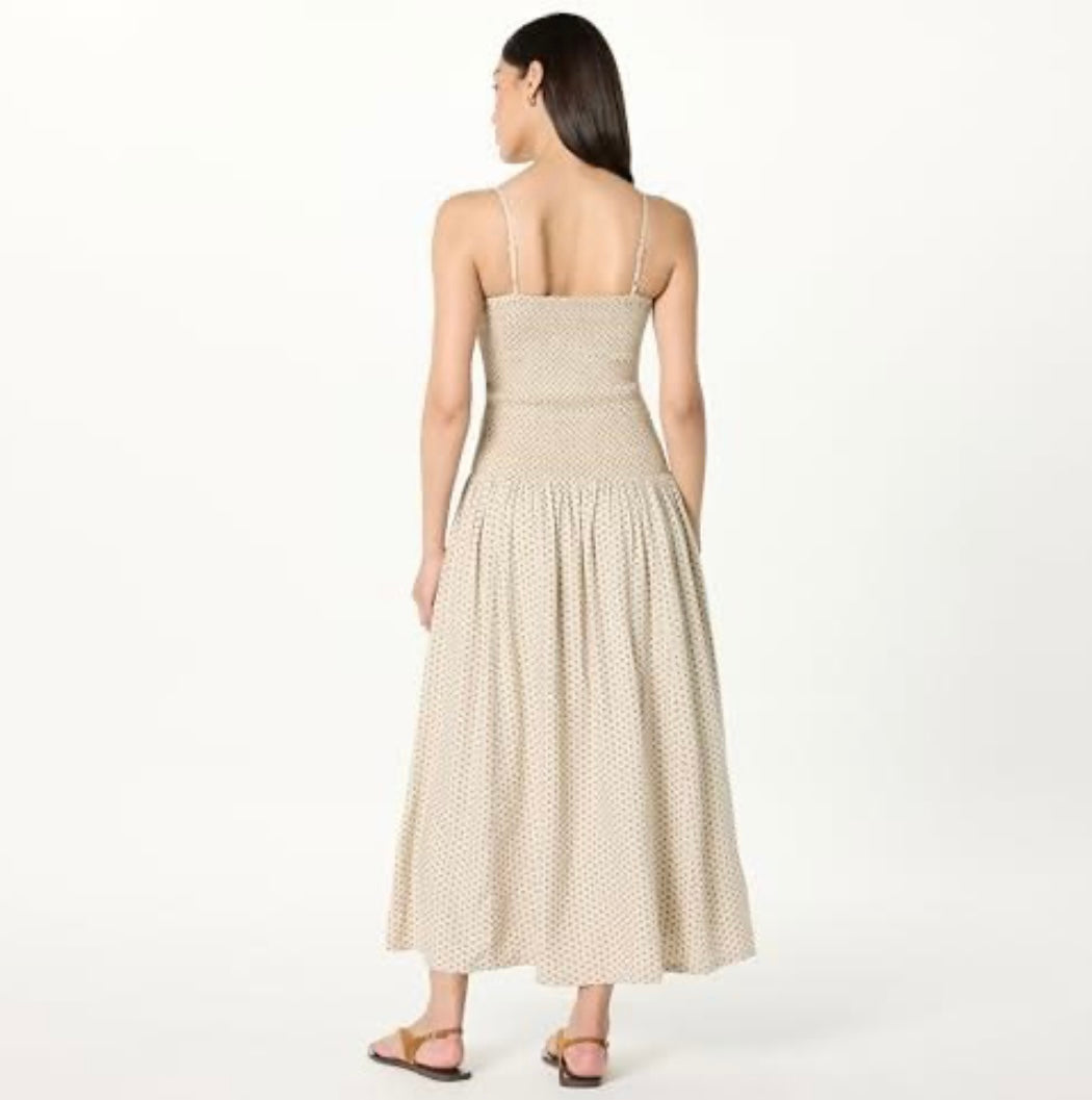 Florencia Smocked Bodice Linen Maxi Dress