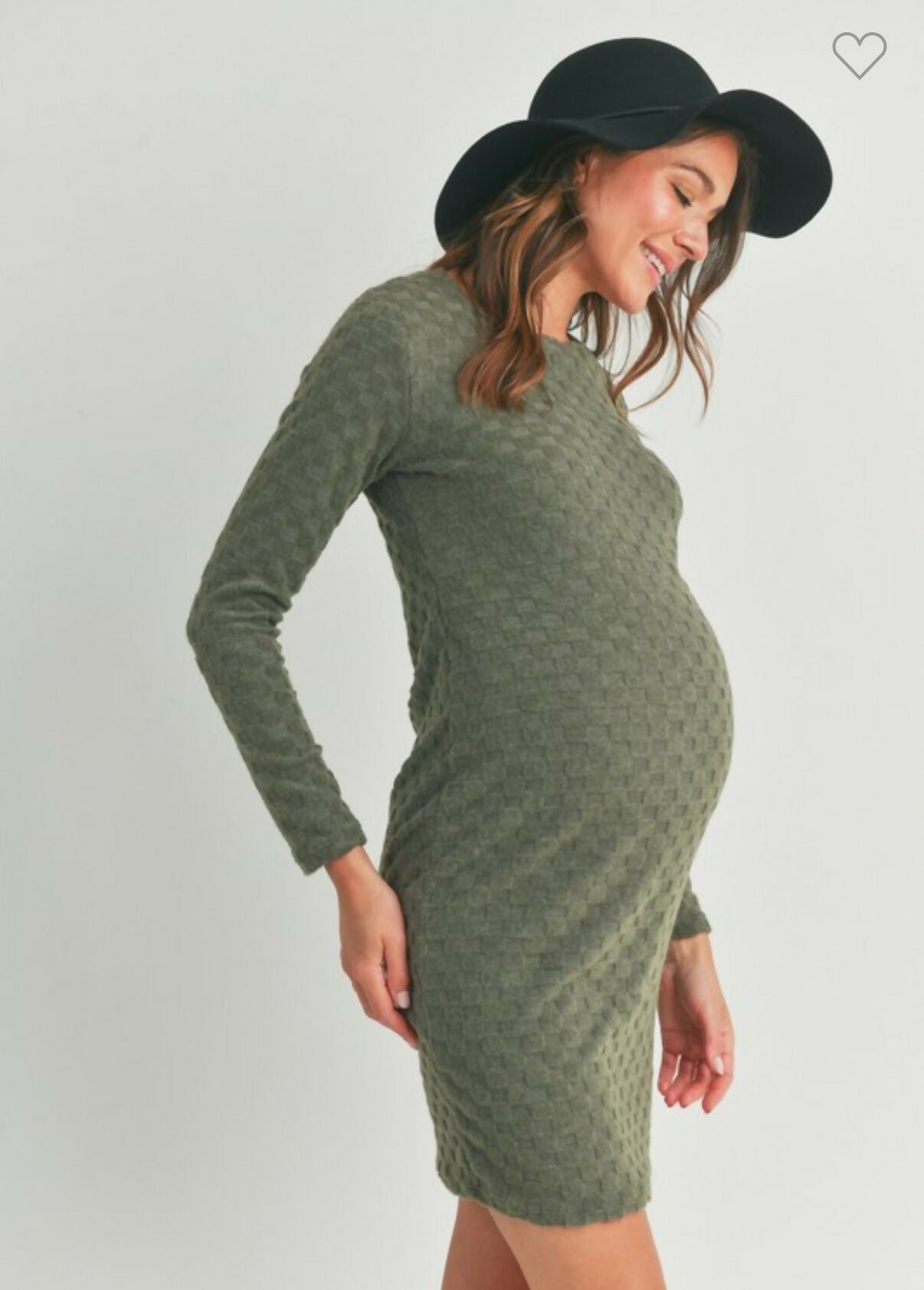 Textured Knit Olive Maternity to Postpartum Dress