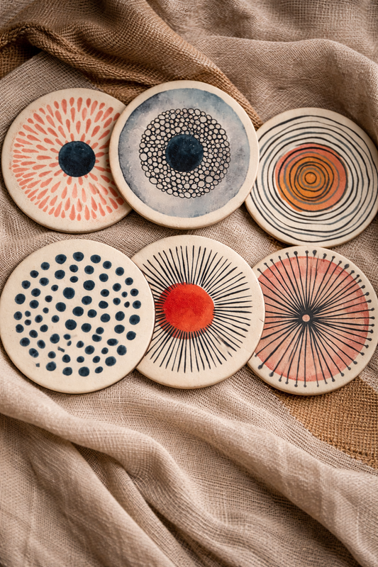 Abstract Art Wood Coasters (Set of 6)