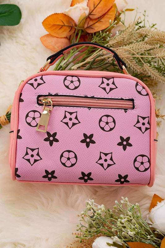 PINK WITH CORAL TRIM CROSSBODY SATCHEL