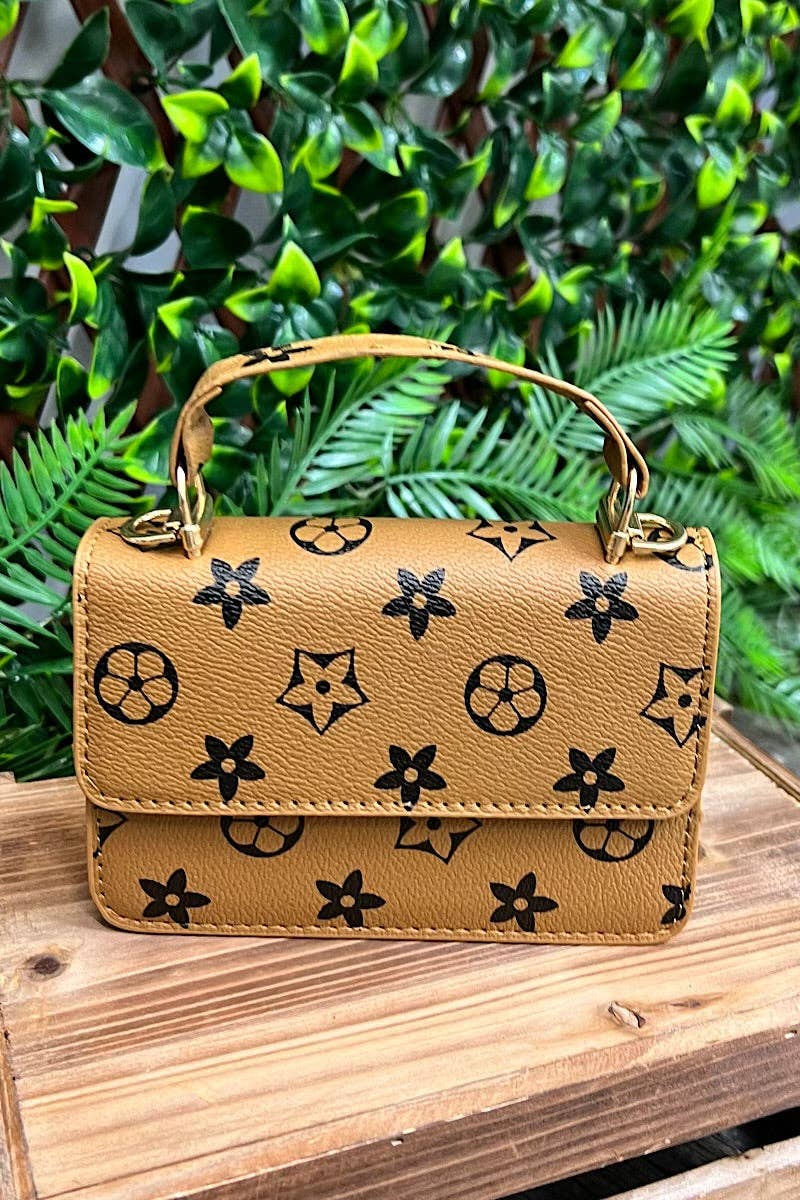 Camel Star Printed Crossbody with Chain.