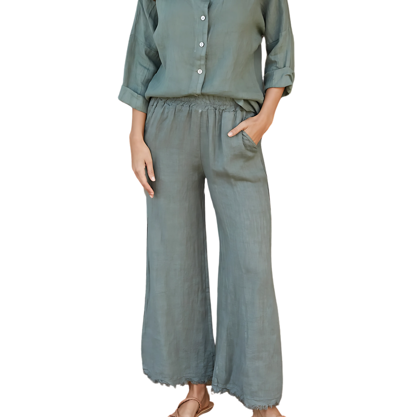 linen-pants-raw-hem-sage-sowing-acorns-boutique