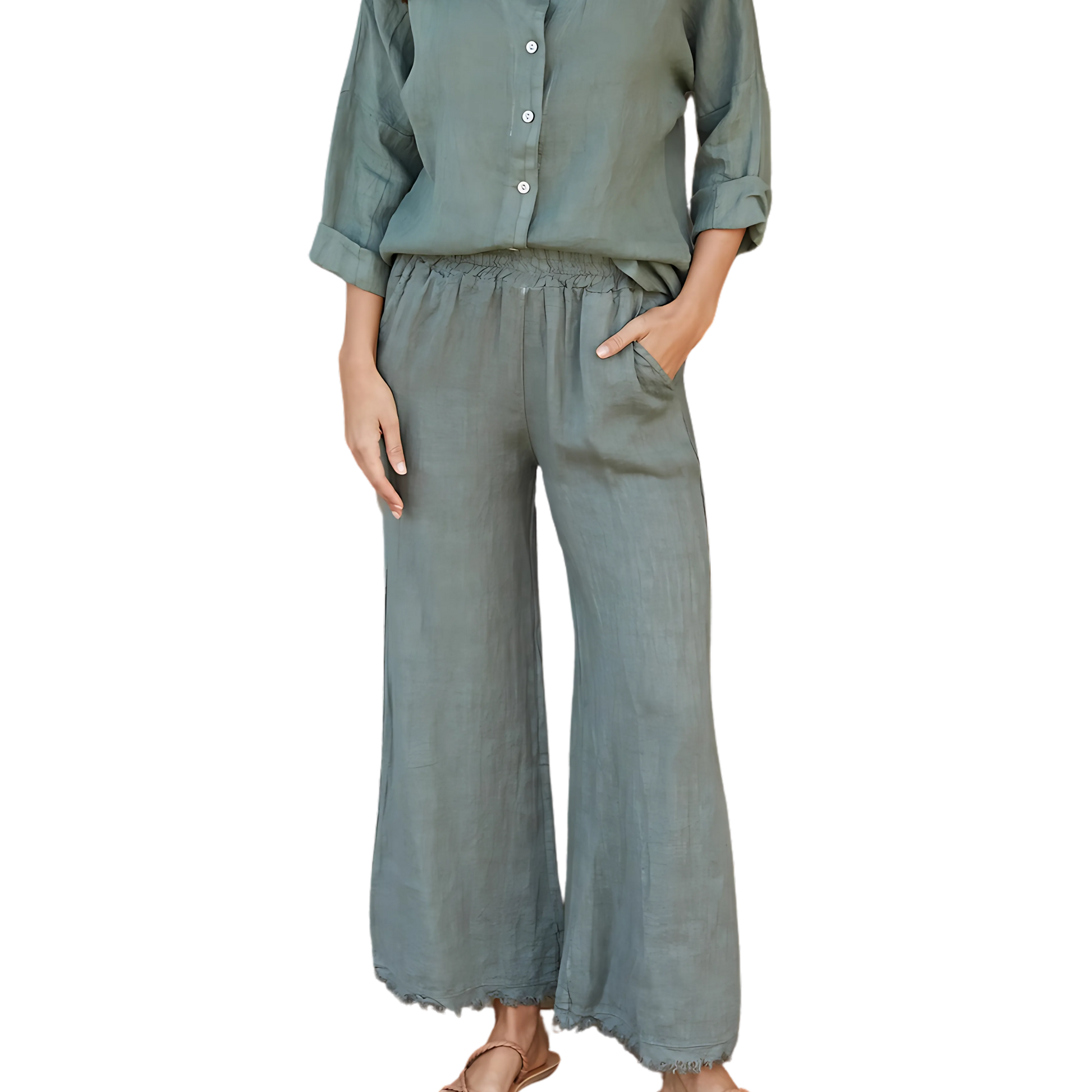 linen-pants-raw-hem-sage-sowing-acorns-boutique