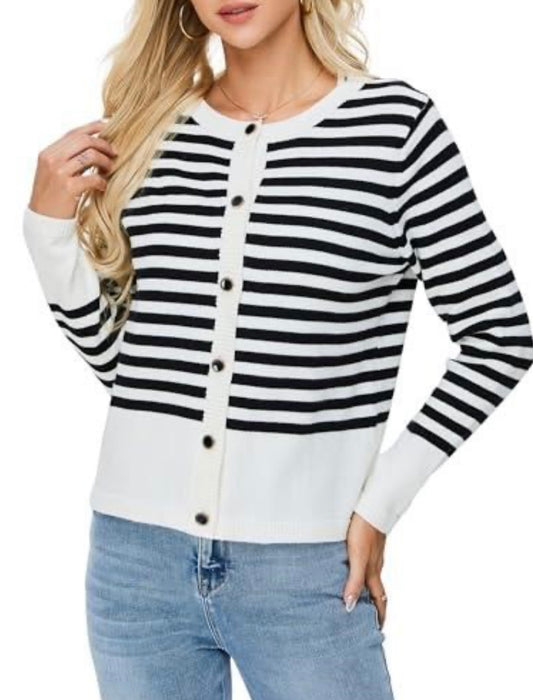 Striped Long Sleeve Cardigan
