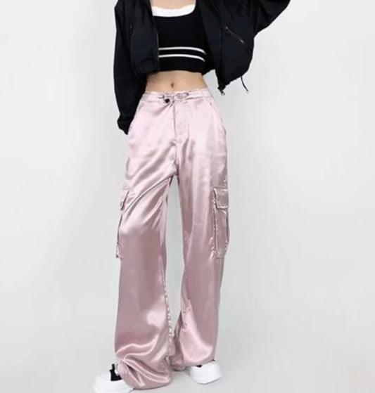 Satin Cargo Pants