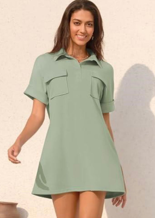 Casual Mini Tshirt Dress with Side Pockets