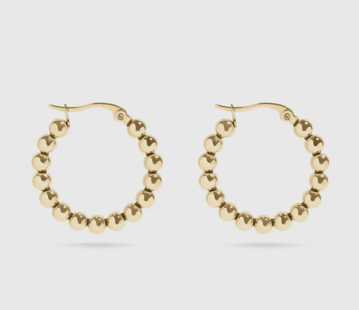 18K Gold Pvd Stainless Steel Circle Ball Hoop Earrings