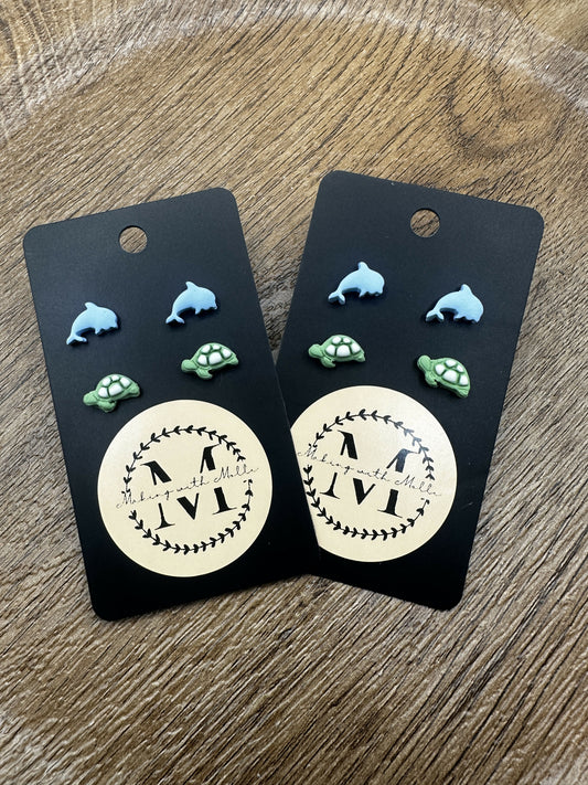 Dolphin & Turtle Sea Pack Polymer Clay Earrings