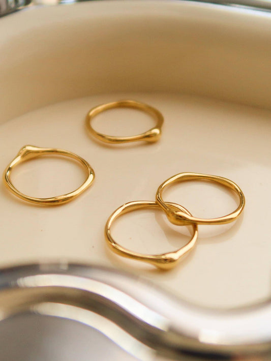 Rowena 18K Gold Non-Tarnish Minimalist Band Rings