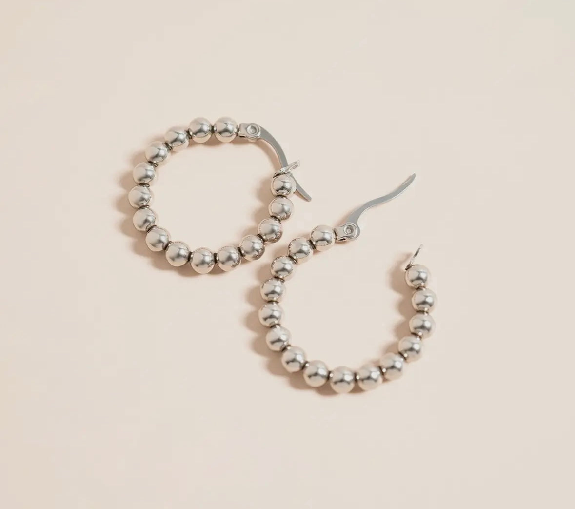 18K Gold Pvd Stainless Steel Circle Ball Hoop Earrings