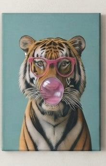 Funny Tiger Bathroom Canvas Wall Art