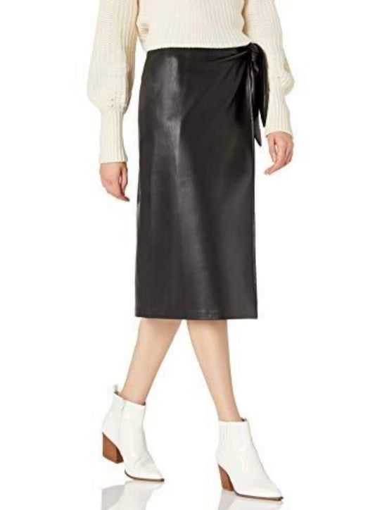Faux Leather Wrap OR button front Midi Skirt