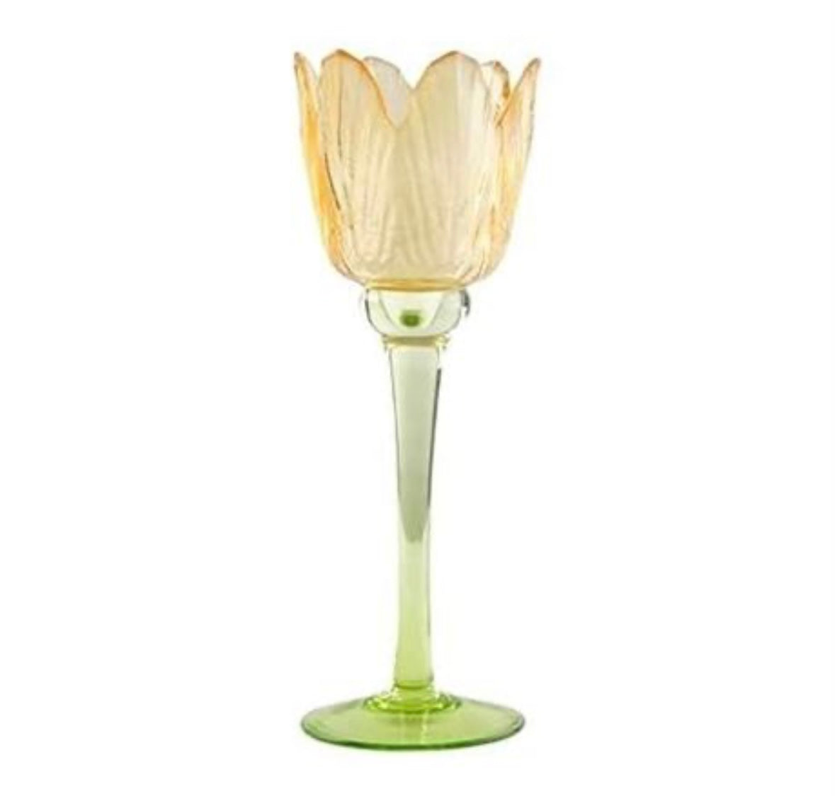 Dolly Parton Yellow and Green Flower Shaped Glass Votive or Tealight Candle
