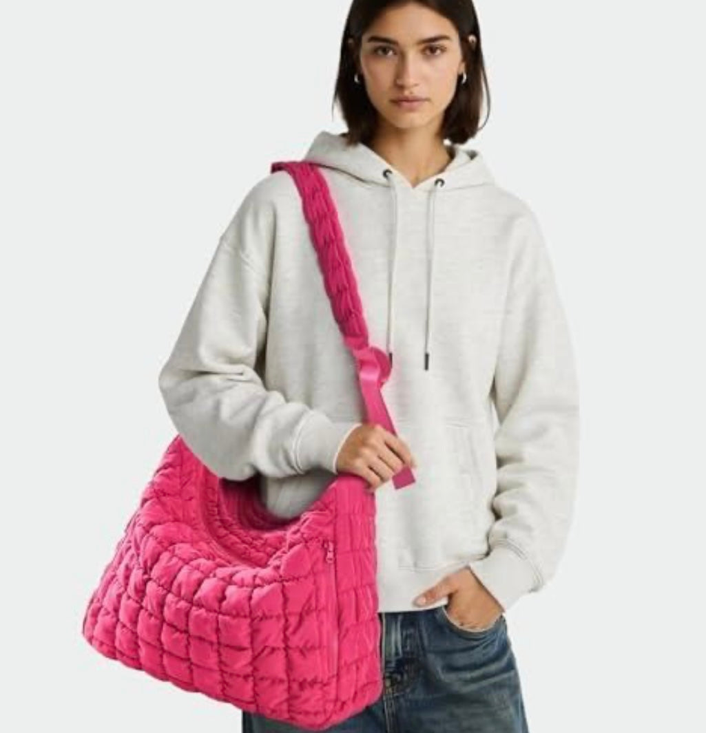 Large Puffer Tote Crossbody Bag