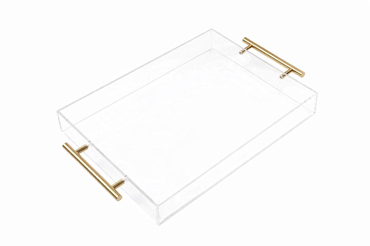 12" x16" Clear Acrylic Serving Tray with Golden Handles