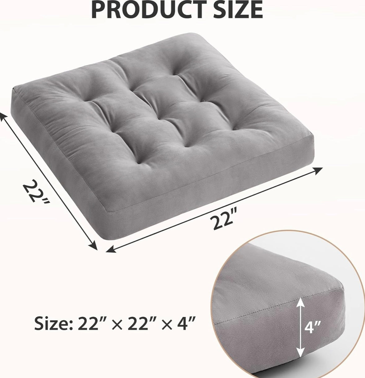 Large Floor Pillow, 22x22