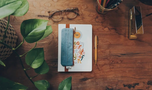 Denim Distressed Blue Notebook
Pouch with Pu Back