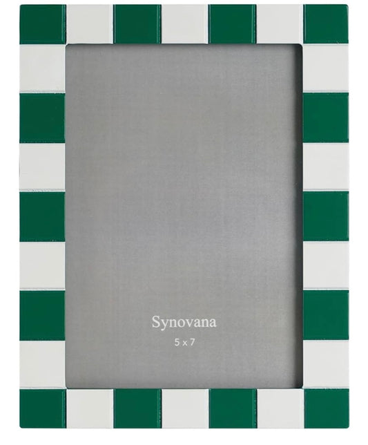 Green & White Checkered Picture Frame - 5x7