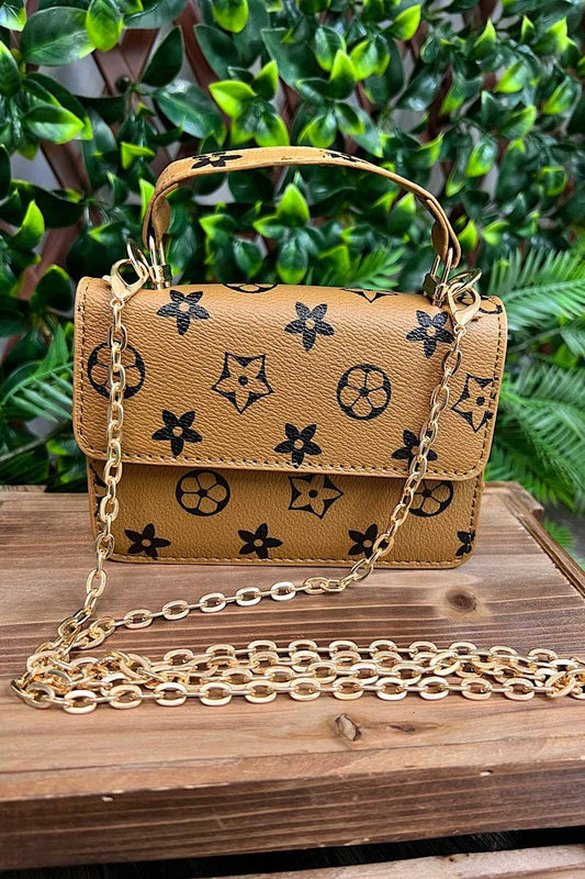 Camel Star Printed Crossbody with Chain.
