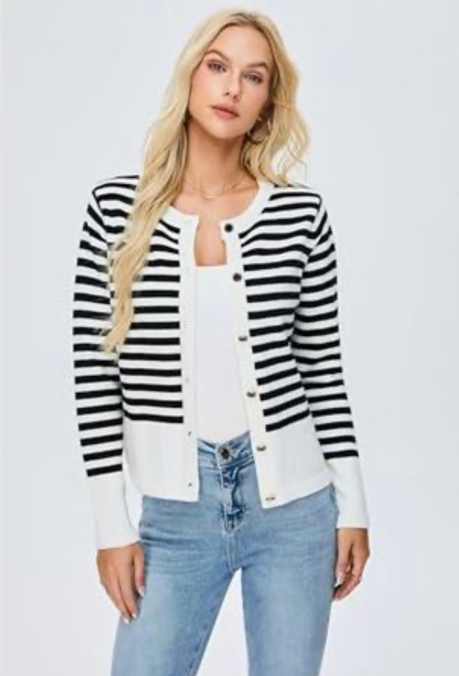 Striped Long Sleeve Cardigan