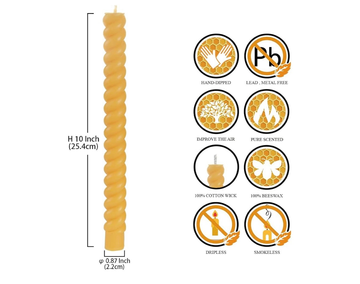 Natural Beeswax Spiral Candles