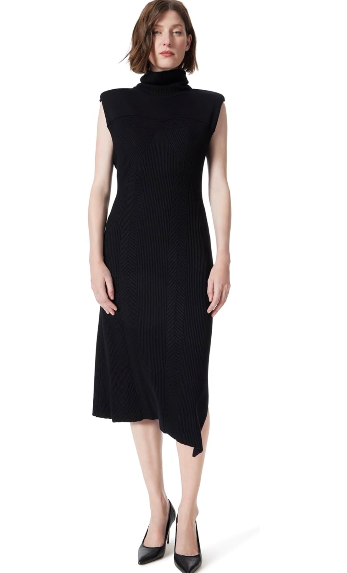 Womens Emilia Asymmetric Ribbed Knit Dress