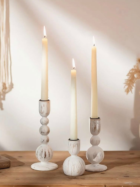Boho Wooden Candlesticks