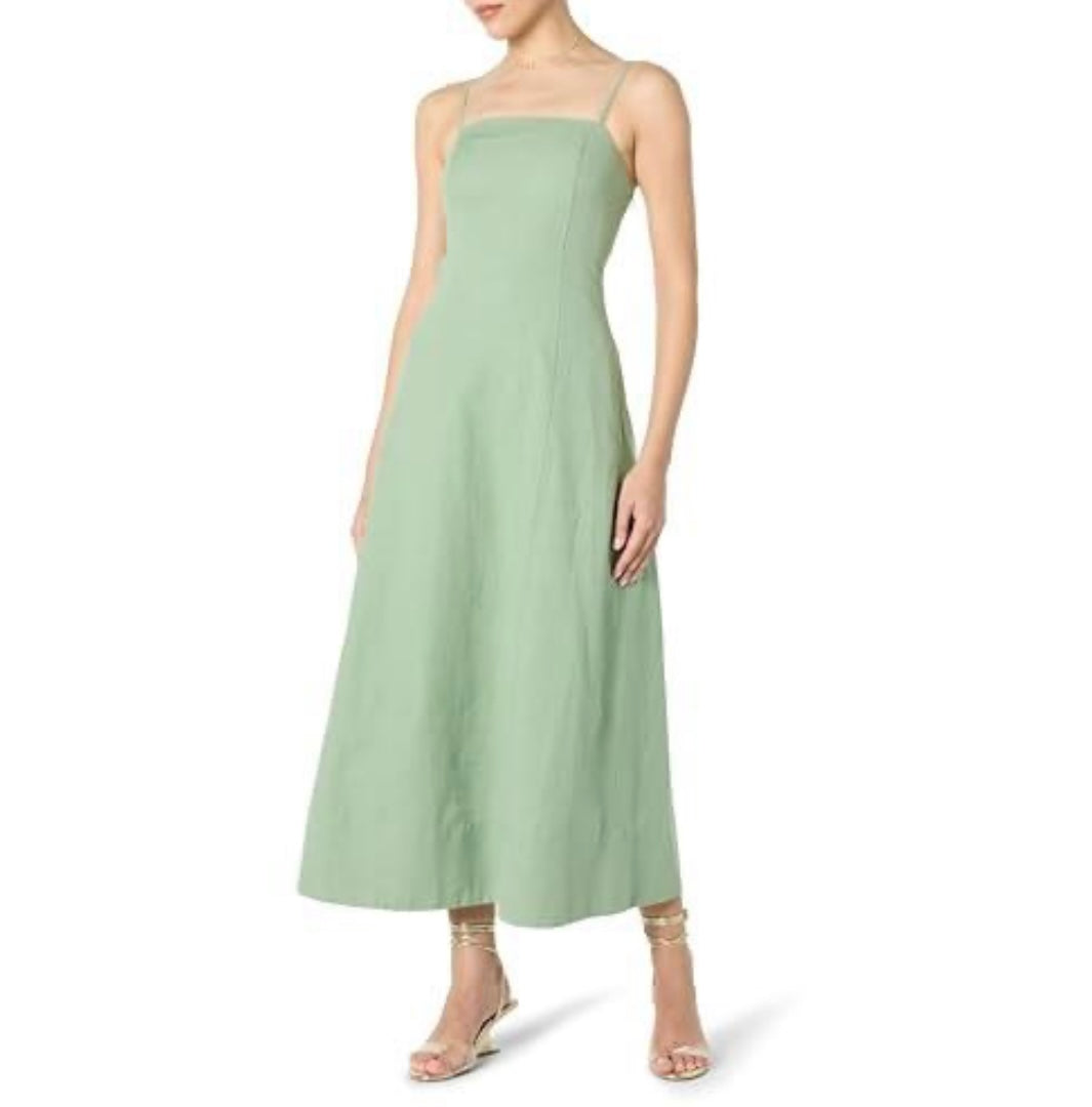 Daphne Square Neck Linen Maxi Dress, Iceberg Green