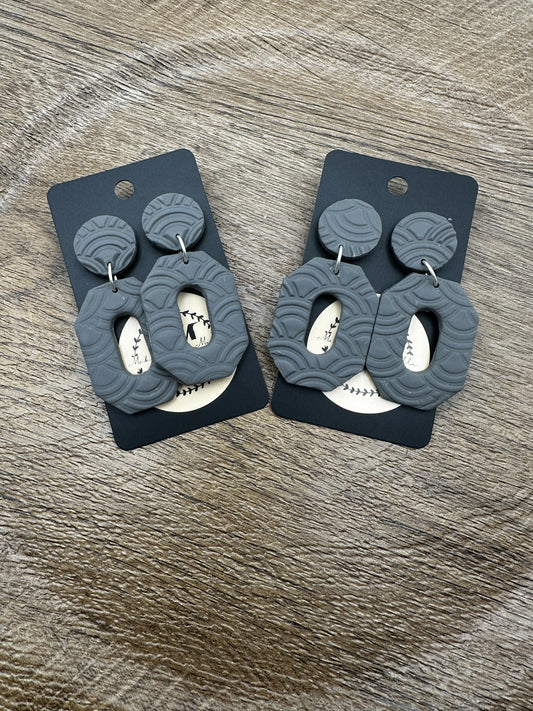 Dark Grey Octagon Polymer Clay Earrings