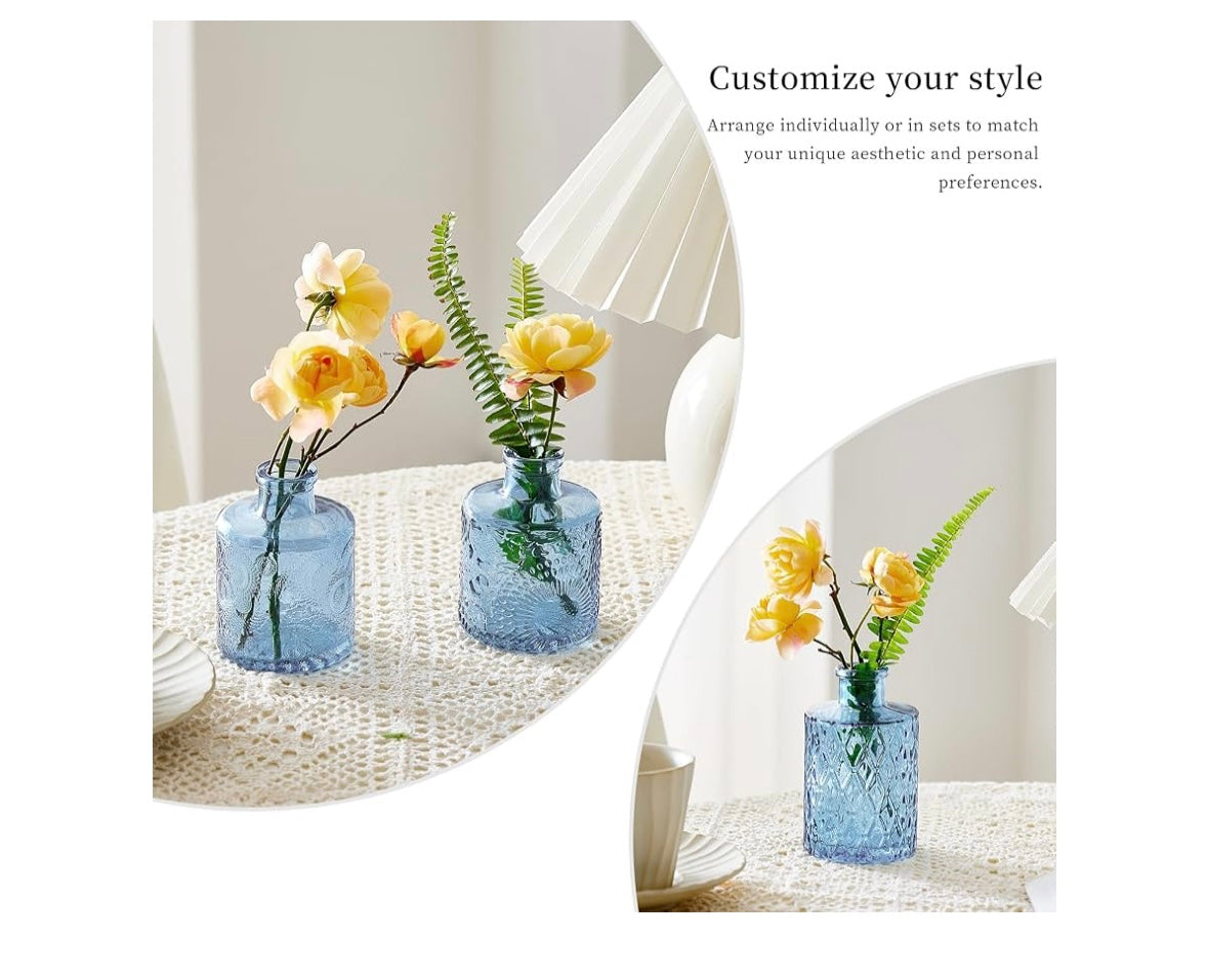 Blue Assorted Small Mini Glass Vases