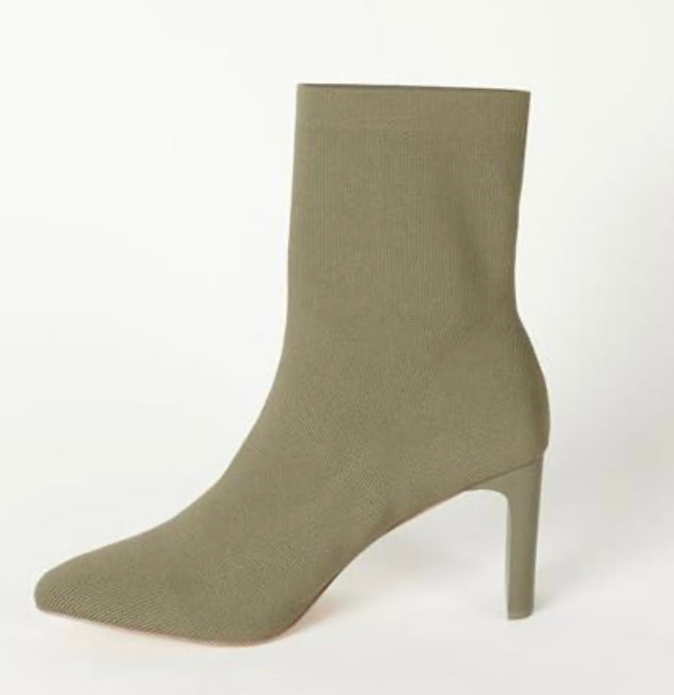 Jane High Heel Pull-on Sock Boot, Olive