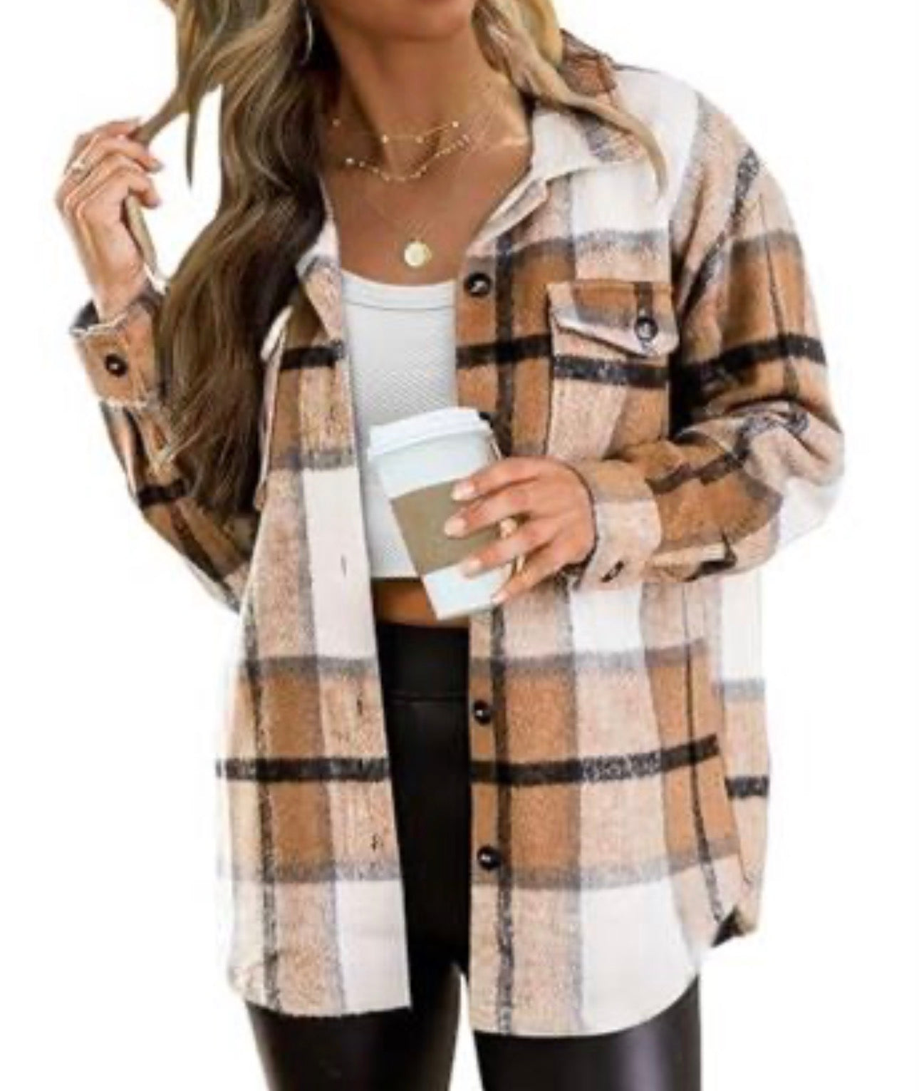 Women Plaid Flannel Shacket