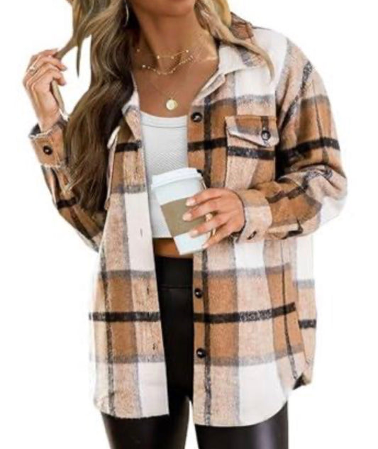 Women Plaid Flannel Shacket