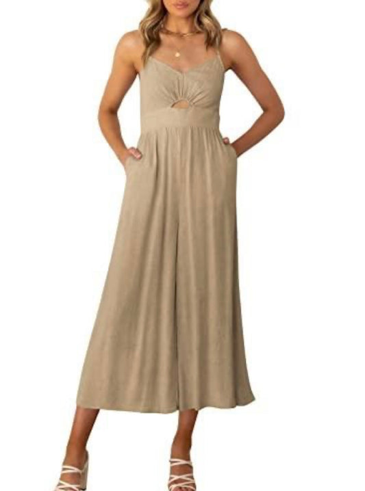 Spaghetti Strap Cutout Linen Romper