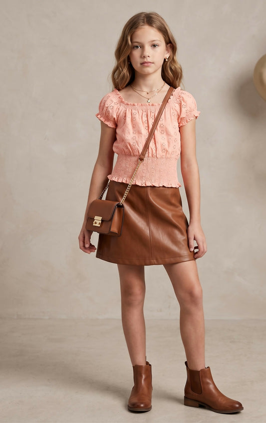 The Coral Sunrise Eyelet Top