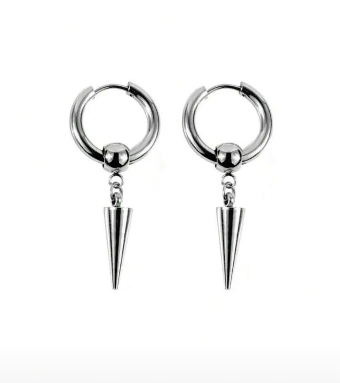 Silver Rivet Drop Earrings