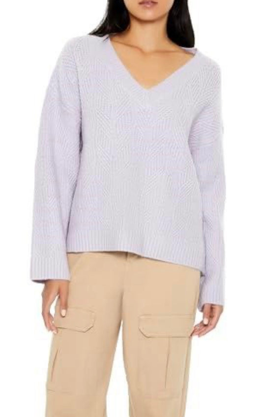 Forever 21 Women's Geo V-Neck Drop-Sleeve Sweater, Purple