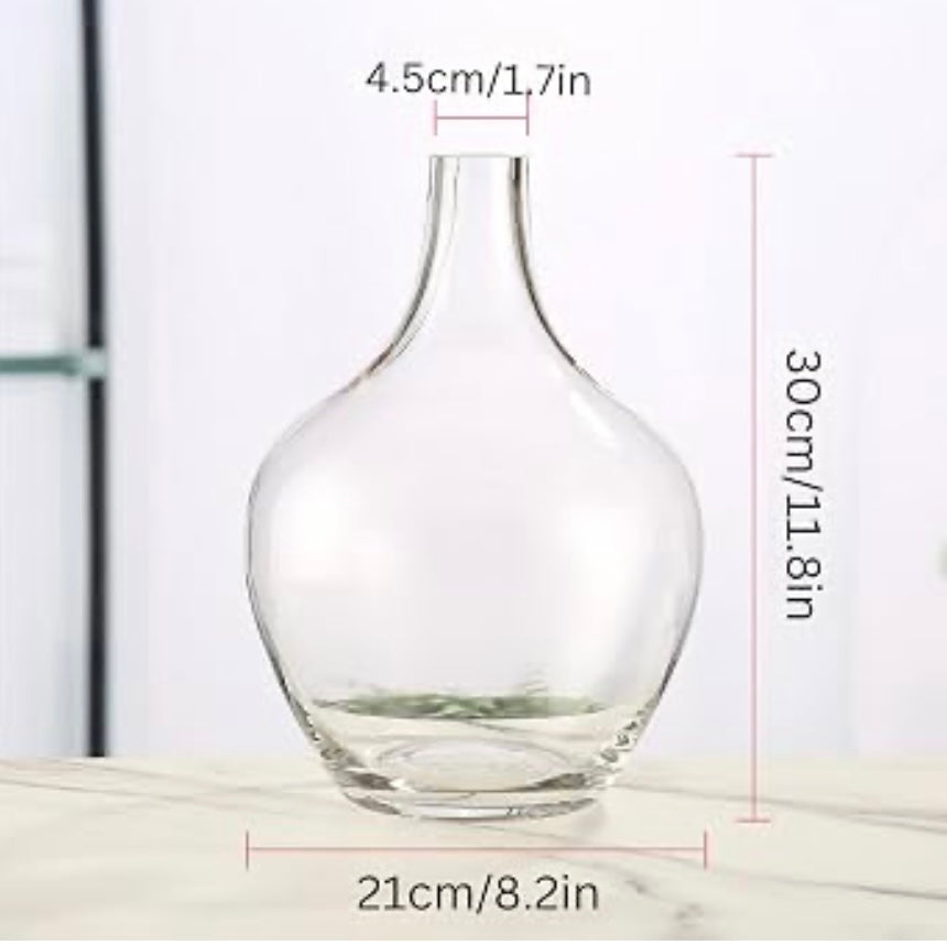 Large Round Clear Glass Vase 12 Inch