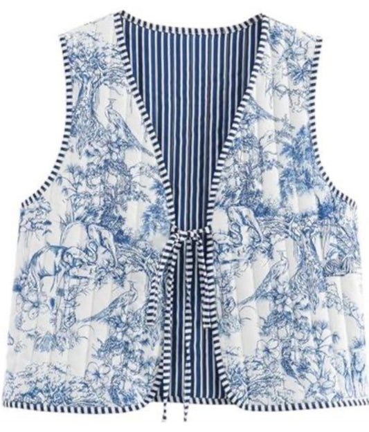 Sleeveless Floral Quilted Puffer Vest