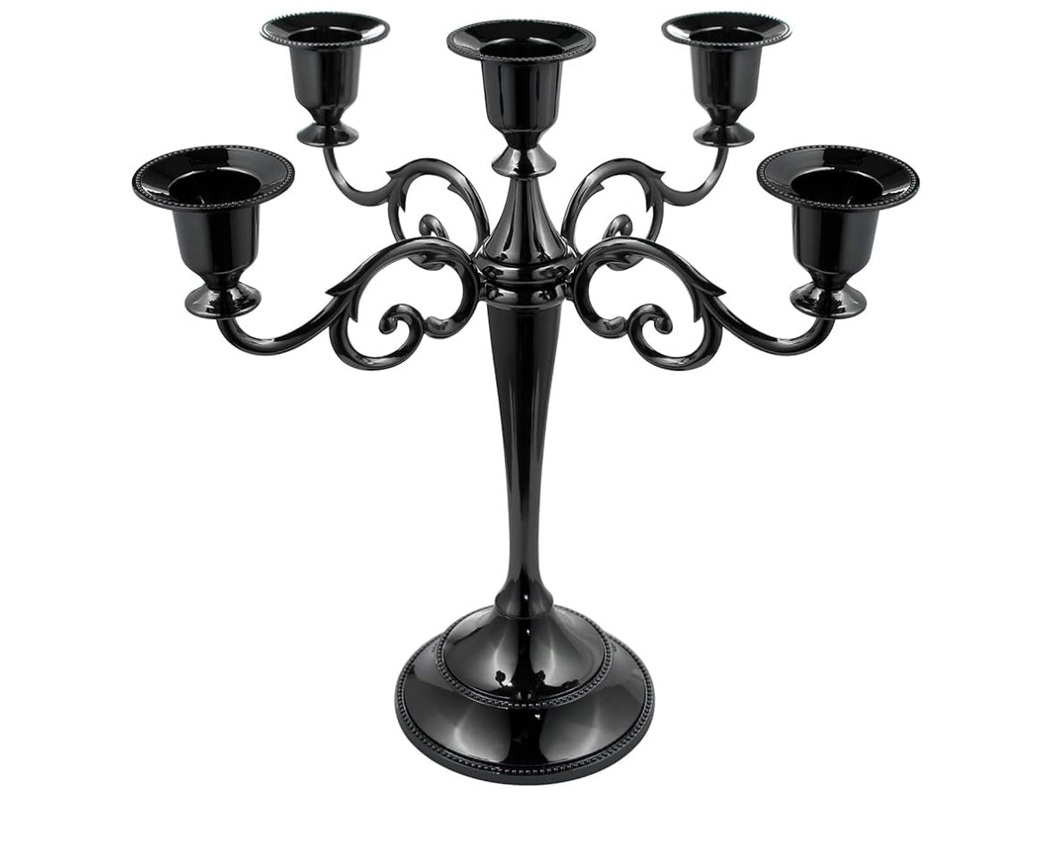 5-Candle Metal Candelabra, Black