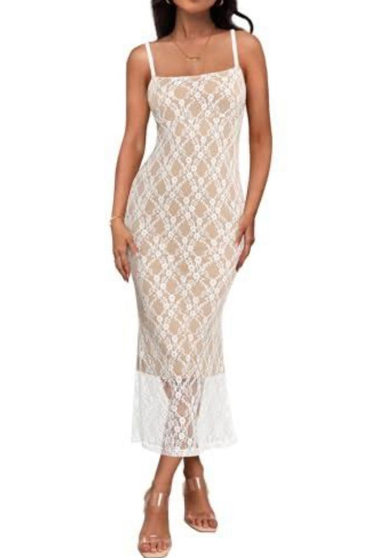 Spaghetti Strap Lace Maxi Dress