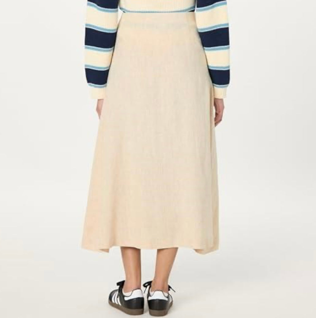 Sicily Linen Midi Skirt, Natural Linen