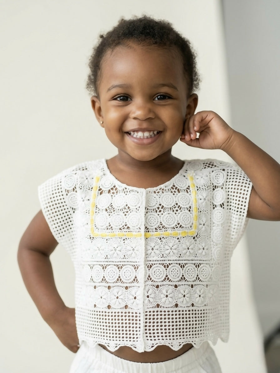 The Sunshine Eyelet Crochet Top