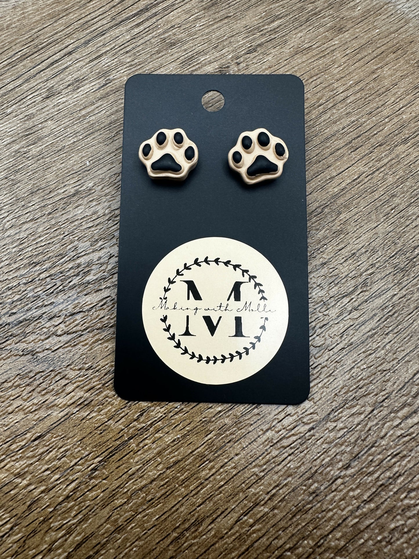 Pawprint Stud Polymer Clay Earrings