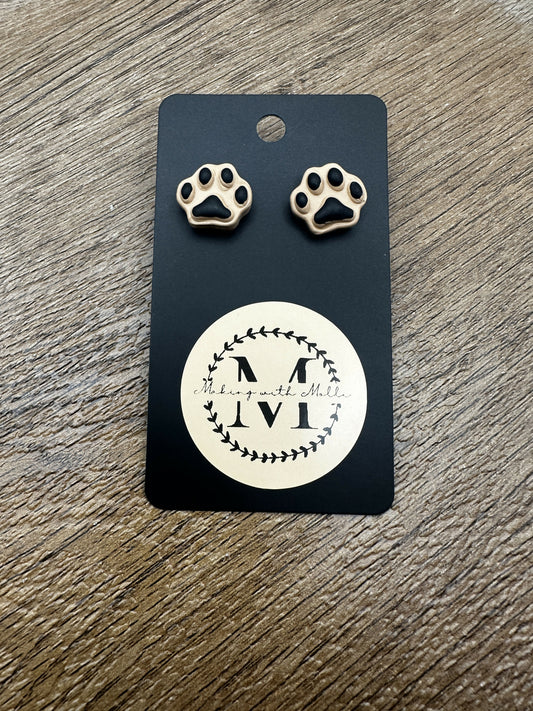 Pawprint Stud Polymer Clay Earrings