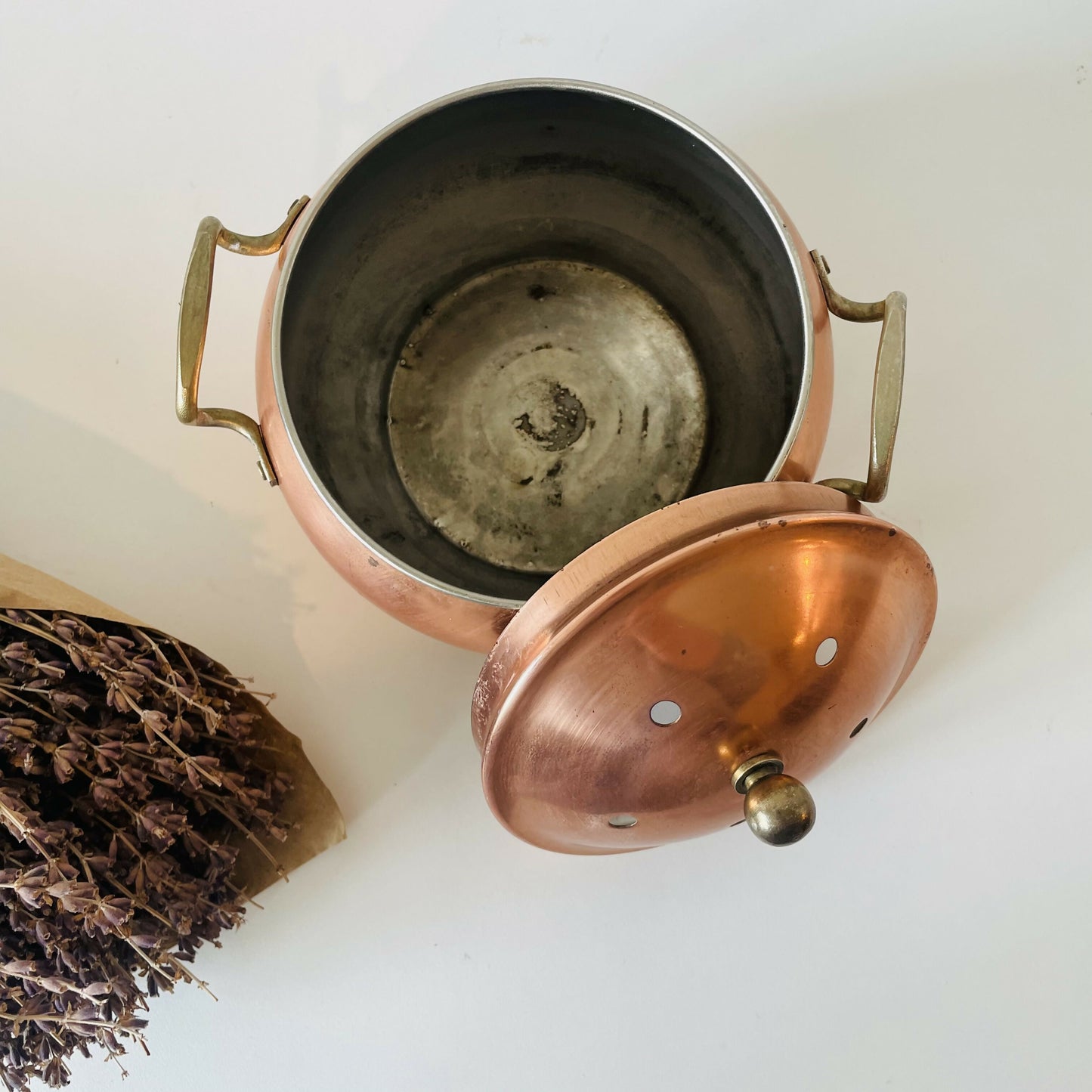 Vintage Copper & Brass Potpourri Pot